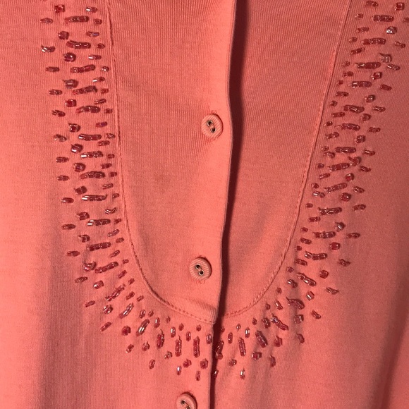 Talbots Pima Cotton Button Front Tee Cardigan Med - Picture 2 of 7